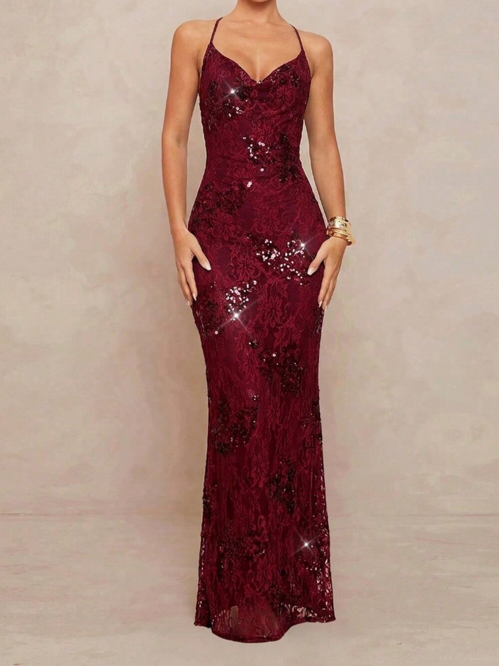 Burgundy Party Women's Elegant Formal Maxi Dress